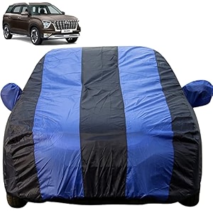 autofact car body cover with mirror pockets compatible for hyundai alcazar triple stitched bottom fully elastic royal blue color