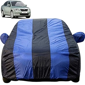 autofact car body cover with mirror pockets compatible for skoda laura triple stitched bottom fully elastic royal blue color