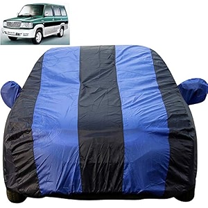 autofact car body cover with mirror pockets compatible for toyota qualis triple stitched bottom fully elastic royal blue color