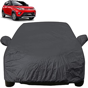 autofact car body cover with mirror pockets compatible for mahindra kuv100 triple stitched bottom fully elastic black color