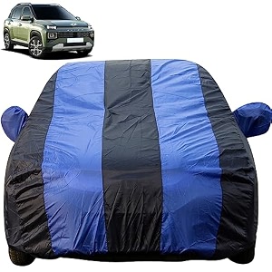 autofact car body cover with mirror pockets compatible for hyundai exter triple stitched bottom fully elastic royal blue color