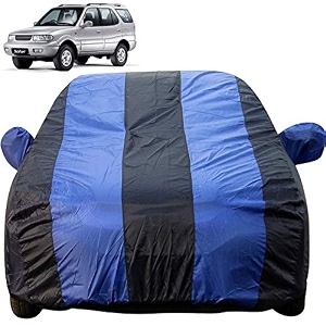 autofact car body cover with mirror pockets compatible for tata safari triple stitched bottom fully elastic royal blue color