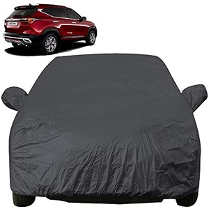 autofact car body cover with mirror pockets compatible for kia seltos triple stitched bottom fully elastic grey