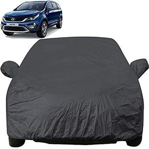 autofact car body cover with mirror pockets compatible for tata hexa triple stitched bottom fully elastic black color