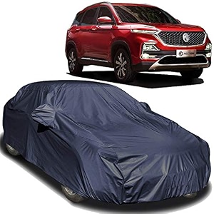 autofact car body cover with mirror pockets compatible for mg hector triple stitched bottom fully elastic navy blue