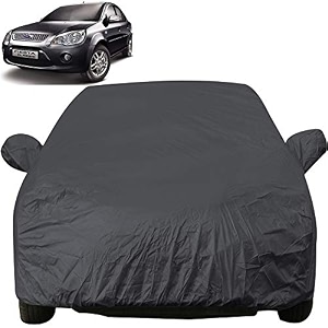 autofact car body cover with mirror pockets compatible for ford fiesta- 2005 to 2018 grey