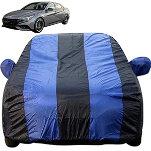 autofact car body cover with mirror pockets compatible for hyundai new verna 2023 triple stitched bottom fully elastic royal blue color