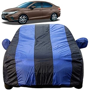 autofact car body cover with mirror pockets compatible for new honda city 2020 triple stitched bottom fully elastic royal blue color
