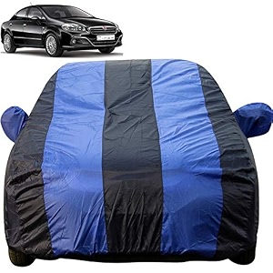 autofact car body cover with mirror pockets compatible for fiat linea triple stitched bottom fully elastic royal blue color