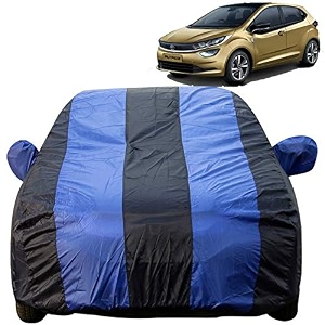 autofact car body cover with mirror pockets compatible for tata altroz triple stitched bottom fully elastic royal blue color