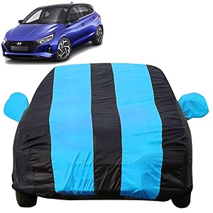 autofact car body cover with mirror pockets compatible for new hyundai elite i20 2021 onwards triple stitched bottom fully elastic teak blue color