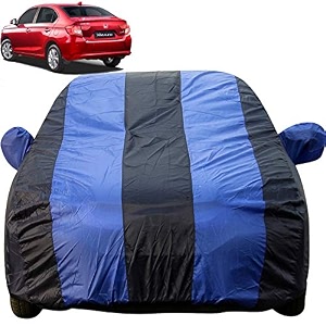 autofact car body cover with mirror pockets compatible for honda amaze 2018 triple stitched bottom fully elastic royal blue color