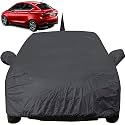 Autofact Car Body Cover with Mirror Pockets Compatible for Tata Tigor (Triple Stitched, Bottom Fully Elastic, Black Color)