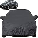 Autofact Car Body Cover with Mirror Pockets Compatible for Toyota Etios (Triple Stitched, Bottom Fully Elastic, Dark Grey)