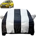 Autofact Car Body Cover with Mirror Pockets Compatible for Maruti Celerio (Triple Stitched, Bottom Fully Elastic, White, Blue Color)