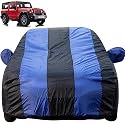 Autofact Car Body Cover with Mirror Pockets Compatible for Mahindra Thar (Triple Stitched, Bottom Fully Elastic, Royal Blue Color)