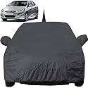 Autofact Car Body Cover with Mirror Pockets Compatible for Hyundai Verna Fluidic (2011 to 2016) (Triple Stitched, Bottom Fully Elastic, Black Color)