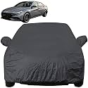Autofact Car Body Cover with Mirror Pockets Compatible for Hyundai New Verna 2023 (Triple Stitched, Bottom Fully Elastic, Dark Grey)
