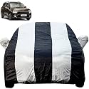 Autofact Car Body Cover with Mirror Pockets Compatible for Kia Carens (Triple Stitched, Bottom Fully Elastic, White, Blue Color)