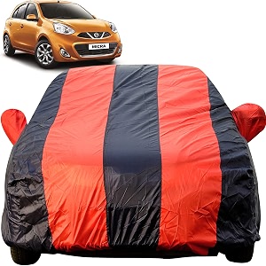 autofact car body cover for nissan micra mirror pocket premium fabric triple stiched fully elastic redblue color