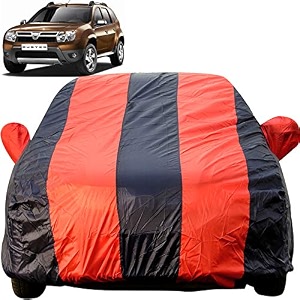 autofact car body cover for renaults duster mirror pocket premium fabric triple stiched fully elastic redblue color