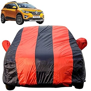 autofact car body cover for renaults triber mirror pocket fabric triple stiched fully elastic redblue color