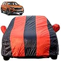 Autofact Car Body Cover for Skoda Kushaq (Mirror Pocket, Premium Fabric, Triple Stiched, Fully Elastic, Red/Blue Color)