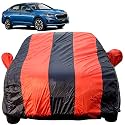 Autofact Car Body Cover for Skoda Slavia (Mirror Pocket, Premium Fabric, Triple Stiched, Fully Elastic, Red/Blue Color)