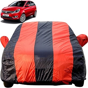 autofact car body cover for tata bolt mirror pocket premium fabric triple stiched fully elastic redblue color