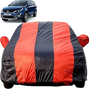 autofact car body cover for tata hexa mirror pocket premium fabric triple stitched fully elastic redblue color