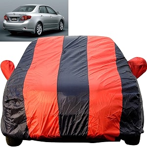 autofact car body cover for toyota corolla altis mirror pocket premium fabric triple stiched fully elastic redblue color
