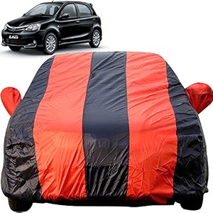 autofact car body cover for toyota etios liva mirror pocket premium fabric triple stiched fully elastic redblue color