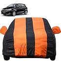Autofact Car Body Cover for Toyota Etios Liva (Mirror Pocket, Premium Fabric, Triple Stiched, Fully Elastic, Orange/Blue Color)