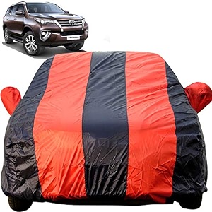 autofact car body cover for toyota fortuner mirror pocket premium fabric triple stiched fully elastic redblue color