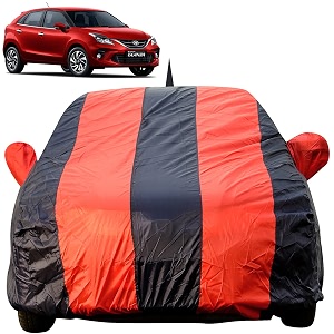 autofact car body cover for toyota glanza mirror amp antenna pocket premium fabric triple stiched fully elastic redblue color