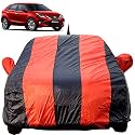 Autofact Car Body Cover for Toyota Glanza (Mirror &amp; Antenna Pocket, Premium Fabric, Triple Stiched, Fully Elastic, Red/Blue Color)