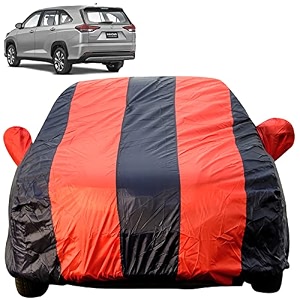 autofact car body cover for toyota innova hycross mirror pocket premium fabric triple stiched fully elastic redblue color
