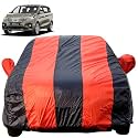 Autofact Car Body Cover for Toyota Rumion (Mirror Pocket, Premium Fabric, Triple Stiched, Fully Elastic, Red/Blue Color)