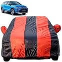 Autofact Car Body Cover for Toyota Urban Cruiser Hyryder (Mirror Pocket, Premium Fabric, Triple Stiched, Fully Elastic, Red/Blue Color)