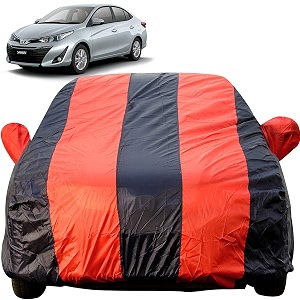 autofact car body cover for toyota yaris mirror pocket premium fabric triple stiched fully elastic redblue color