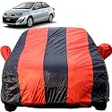 Autofact Car Body Cover for Toyota Yaris (Mirror Pocket, Premium Fabric, Triple Stiched, Fully Elastic, Red/Blue Color)
