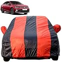 Autofact Car Body Cover for Volkswagen Virtus (Mirror Pocket, Premium Fabric, Triple Stiched, Fully Elastic, Red/Blue Color)