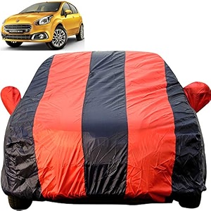 autofact dustproof car body cover compatible with fiat punto 2011 to 2017 with mirror pockets red blue stripes taffeta polyster triple stiched fiat punto car accessories