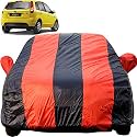 Autofact Dustproof Car Body Cover Compatible with Ford Figo (2008 to 2014), with Mirror Pockets, Red Blue Stripes, Taffeta Polyster Triple Stiched, Ford Figo Car Accessories