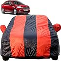 Autofact Dustproof Car Body Cover Compatible with Ford Figo Aspire (2015 to 2022), with Mirror Pockets, Red Blue Stripes, Taffeta Polyster Triple Stiched, Ford Figo Aspire Car Accessories