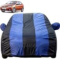 Autofact Dustproof Car Body Cover Compatible with Fiat Palio (2001 to 2011), with Mirror Pockets, Royal Blue Stripes, Taffeta Polyster Triple Stiched, Fiat Palio Car Accessories