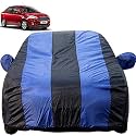 Autofact Dustproof Car Body Cover Compatible with Ford Figo Aspire (2015 to 2022), with Mirror Pockets, Royal Blue Stripes, Taffeta Polyster Triple Stiched, Ford Figo Aspire Car Accessories