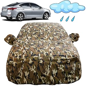 autofact waterproof car body cover compatible with hyundai nexgen verna 2017 to 2022 with mirror pockets camouflage design