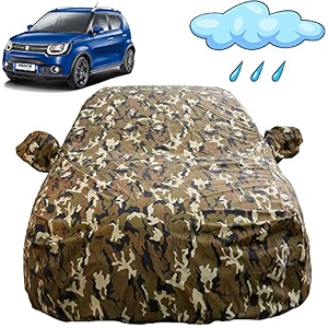 autofact waterproof car body cover compatible with maruti ignis 2012 to 2020 with mirror pockets camouflage design