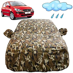 autofact waterproof car body cover compatible with hyundai getz 2007 to 2010 with mirror pockets camouflage design
